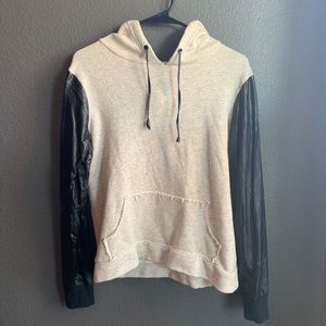 Hoodie with Leather Sleeves